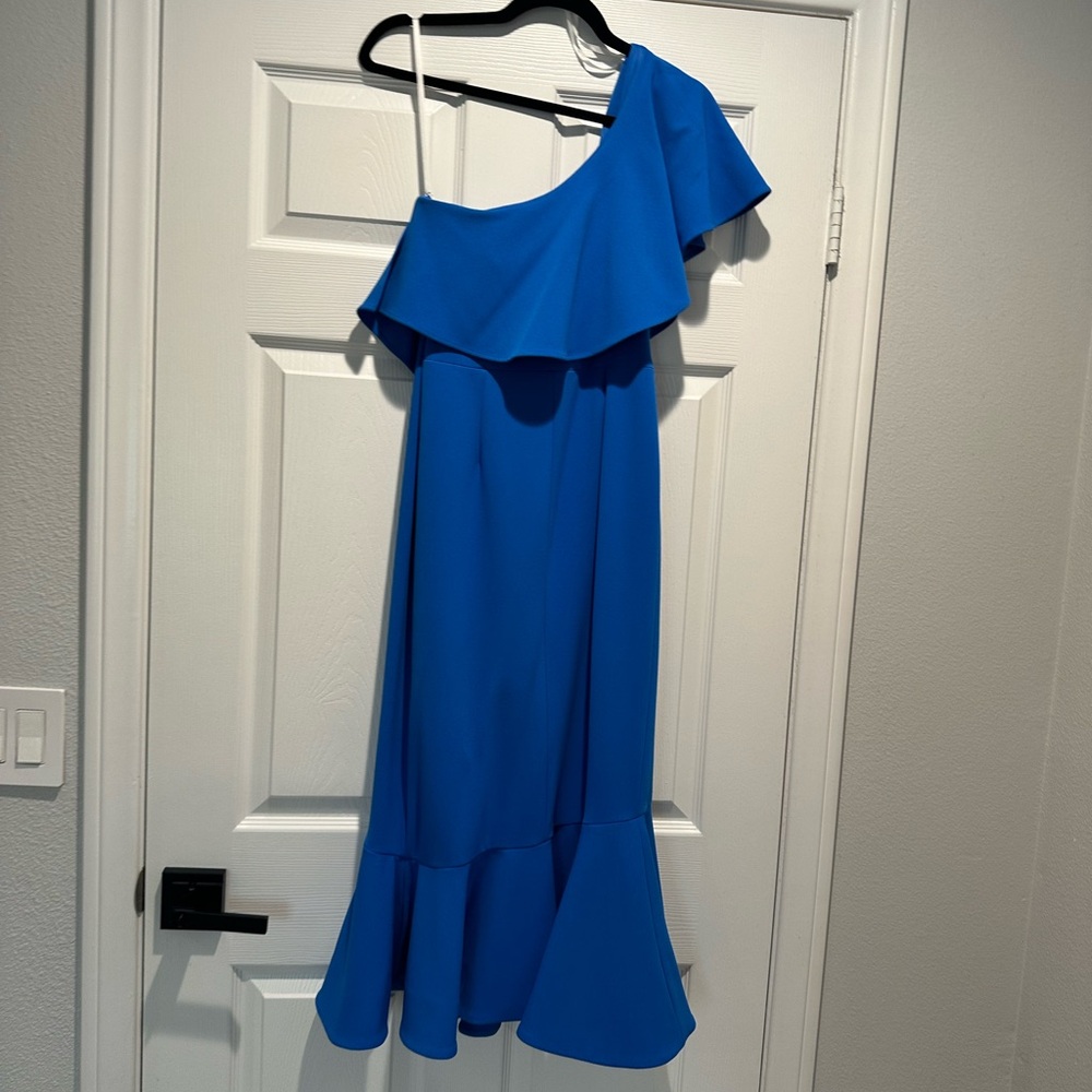 Aqua Size 4 One Shoulder Ruffle Fit Flare Dress